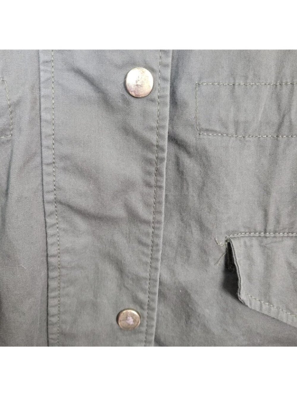 Love Tree Green Military Style Utility Jacket Chore Work Zip & Snap Closure Med - Picture 4 of 10